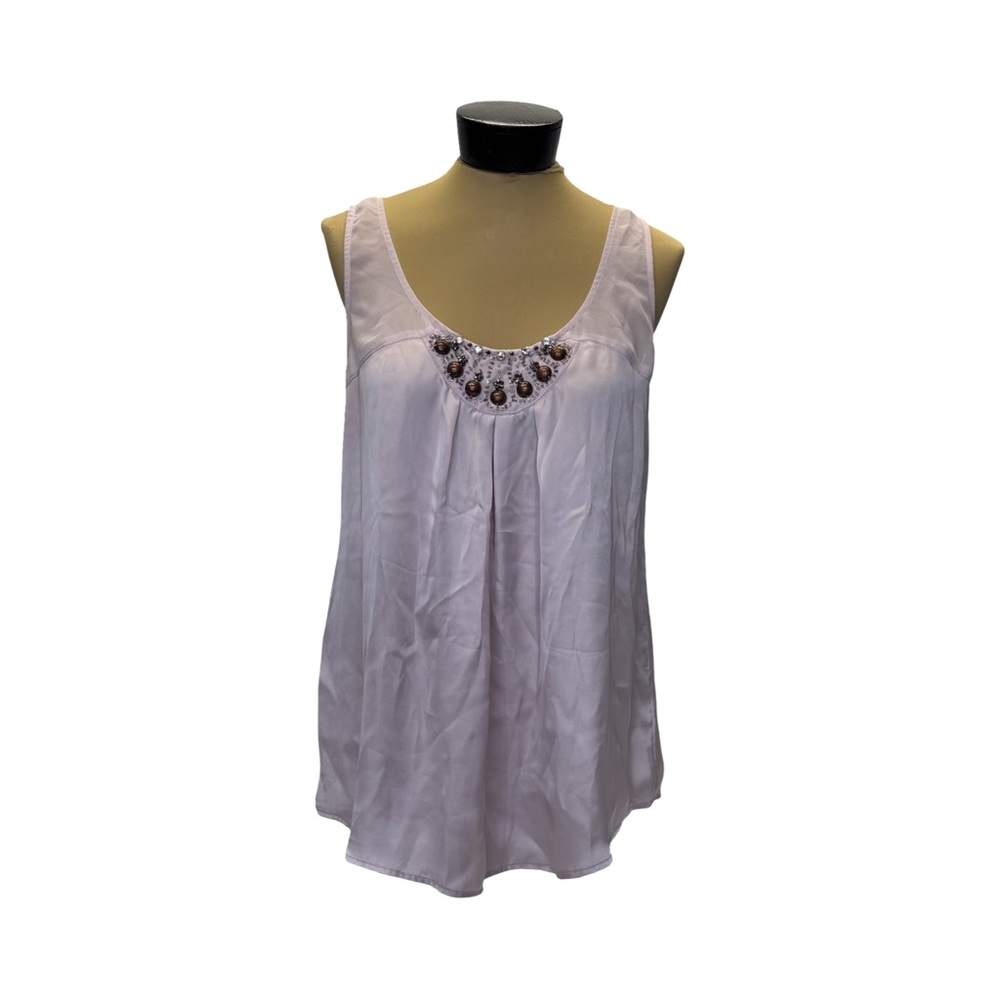 Express Womens Sleeveless Beaded Embellished Blouse Size L Purple Vintage 2010